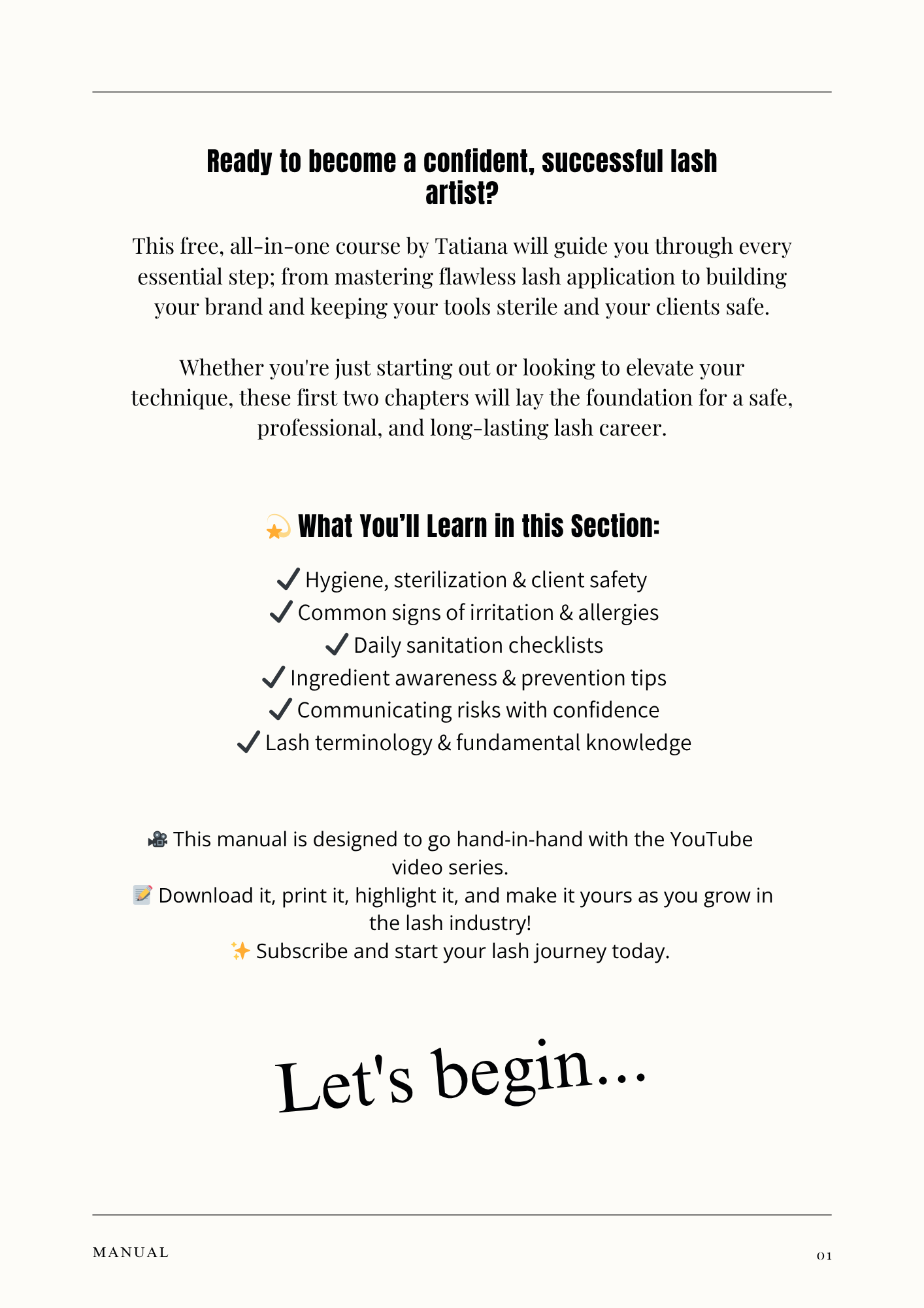 Lash Mastery Essentials: Digital Workbook + Training Manual (Modules 1–2)