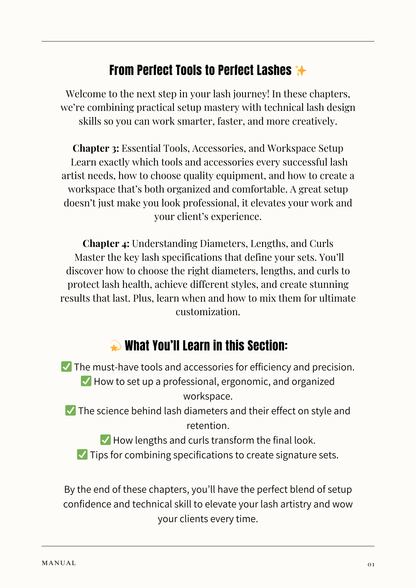 Lash Mastery Essentials: Digital Workbook + Training Manual (Modules 3-4)