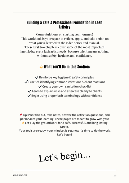 Lash Mastery Essentials: Digital Workbook + Training Manual (Modules 1–2)