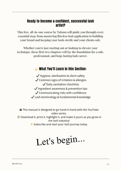Lash Mastery Essentials: Digital Workbook + Training Manual (Modules 1–2)