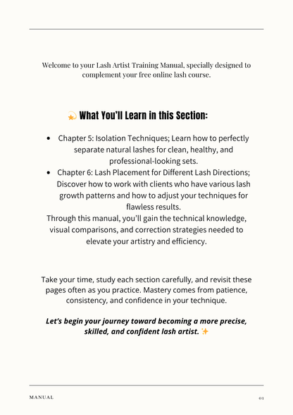 Lash Mastery Essentials: Digital Workbook + Training Manual (Module 2; chapters 5-6)